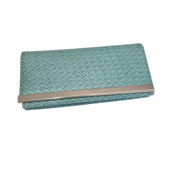 Woven Print Light Teal Woman's Wallet, Approx. 8 x 4 - Picture 1 of 7